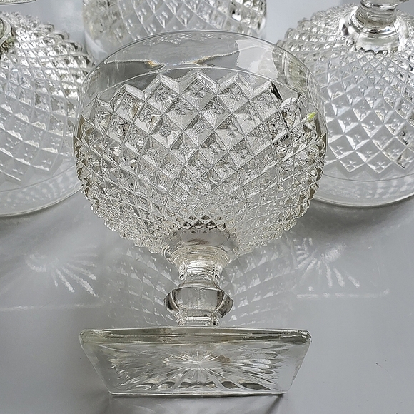 Vntg "English Hobnail" (4) Low Sherbet Square Base by Westmoreland - Picture 8 of 8